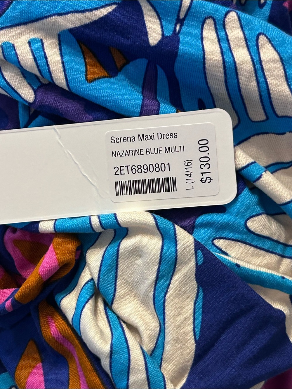NWT $130 Soft Surroundings Serena Maxi Dress Nazarene Blue Multi Size Large - Picture 10 of 13